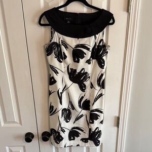 AB studio Black and Cream Floral Sheath Dress